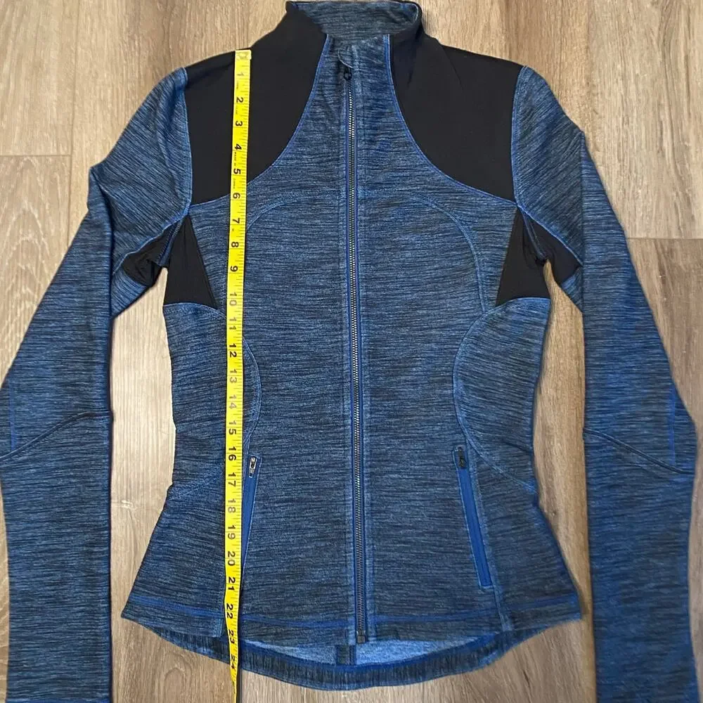 Lululemon Forme Jacket Blue Slub Denim Black Colorway